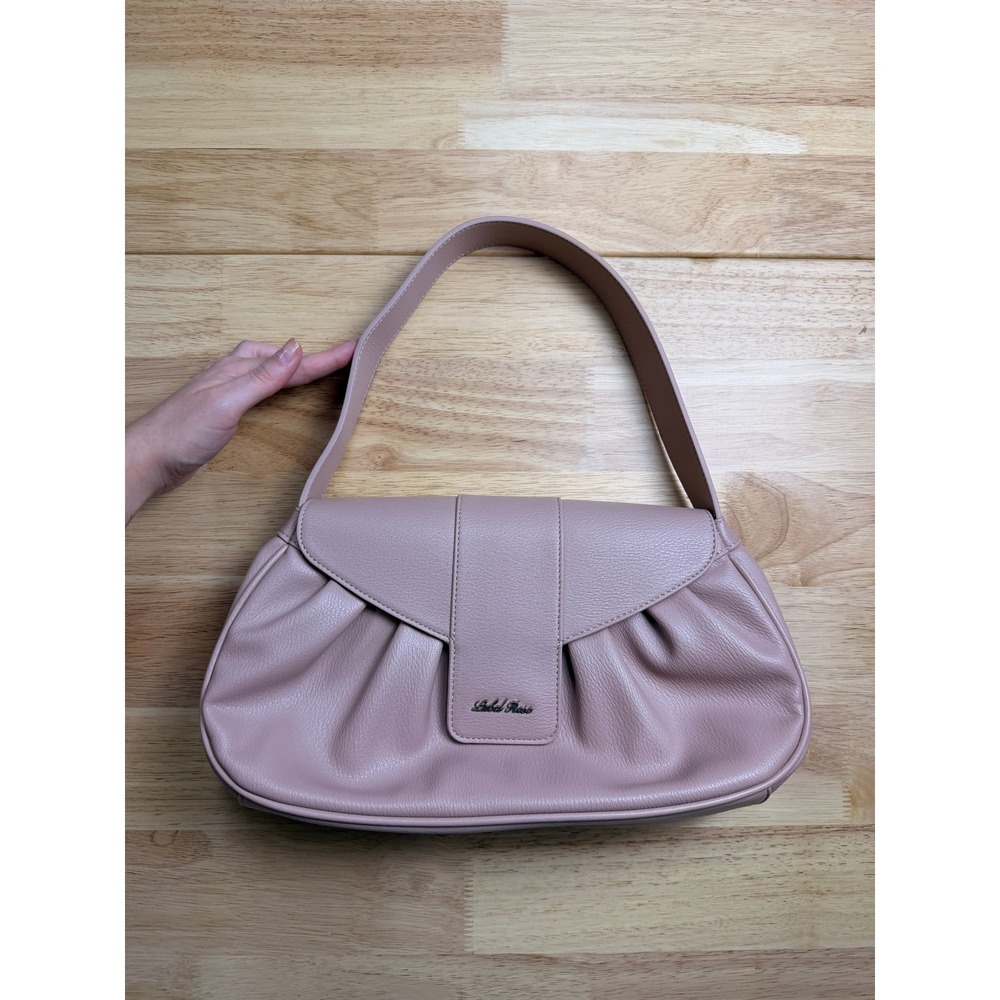 Lubel Rose Dusty Pink Pleated Vegan Leather Shoulder Bag Baguette Purse